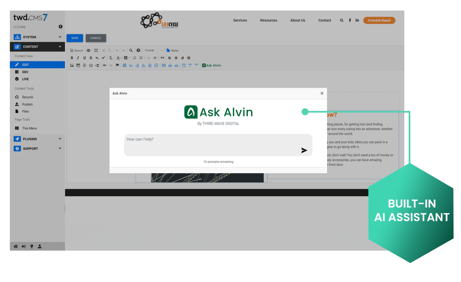 Web page screen shot of Third Wave Digital AI Assistant Alvin