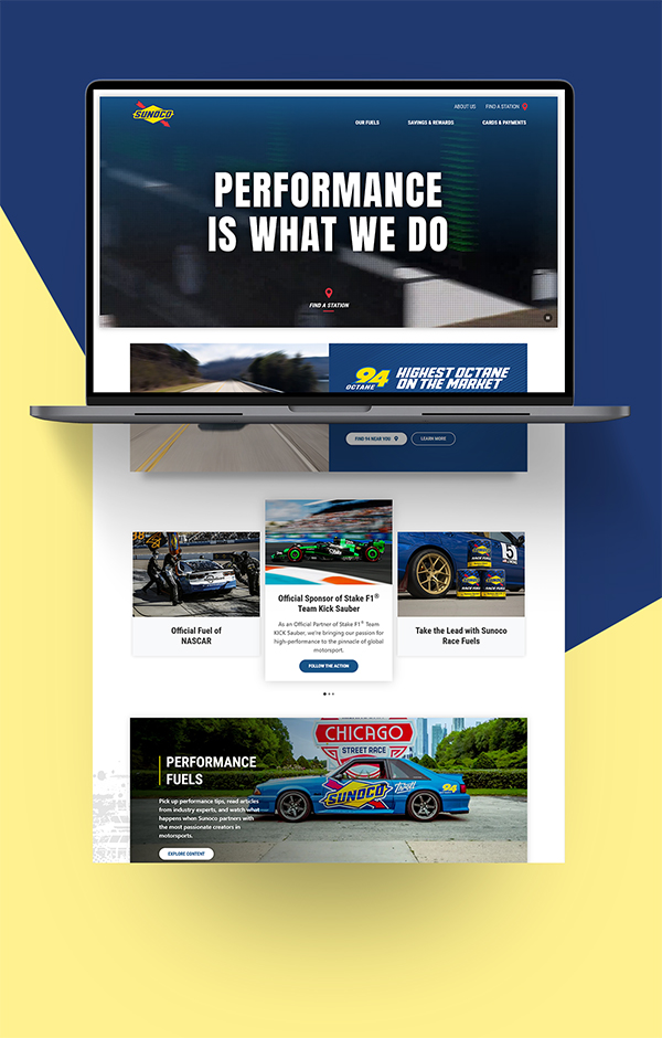 Open laptop displaying Sunoco website