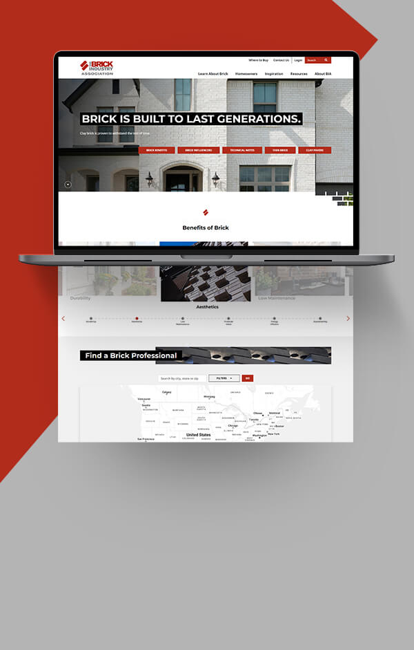 Responsive brick manufacturer website with store locator.