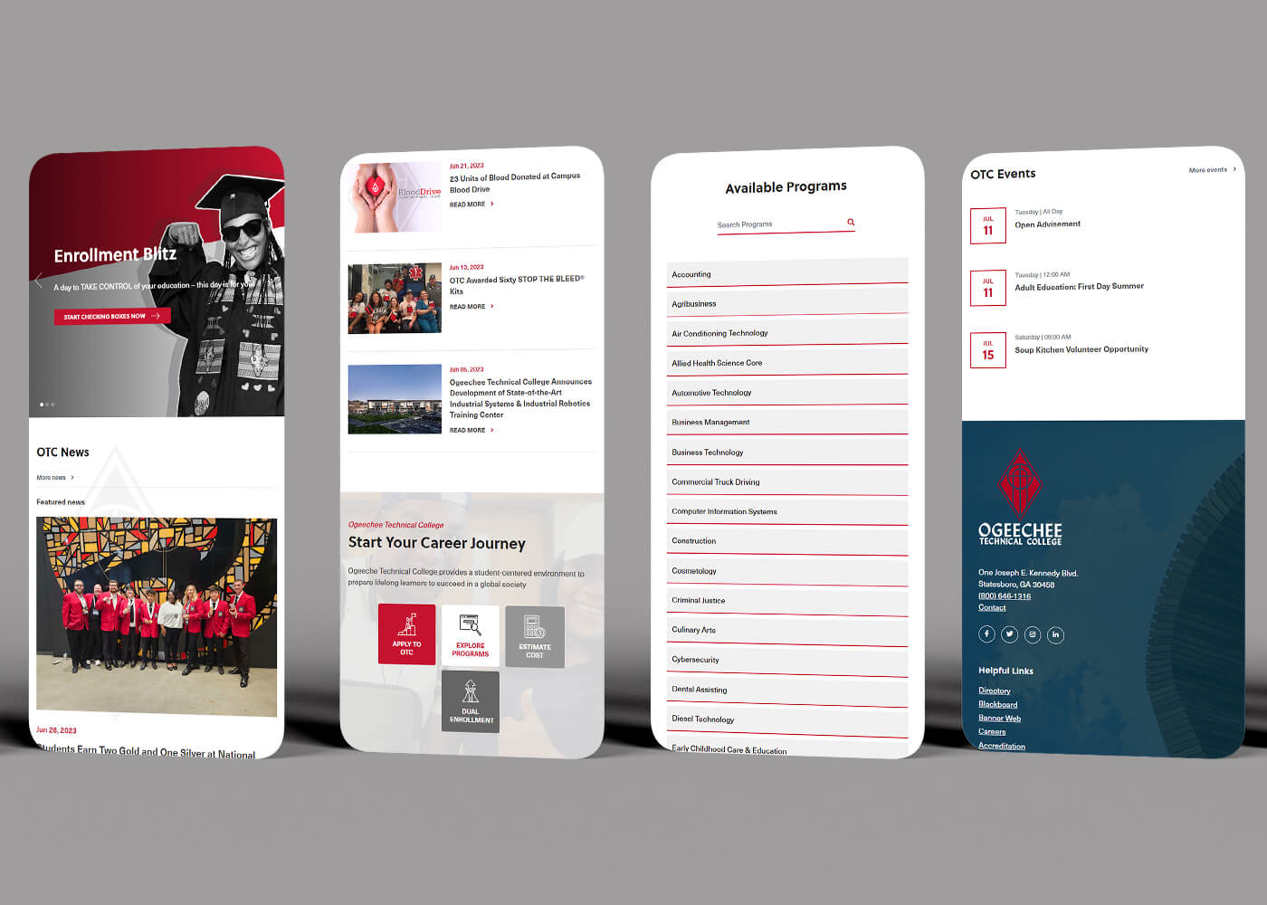 Responsive mobile website design for higher education.