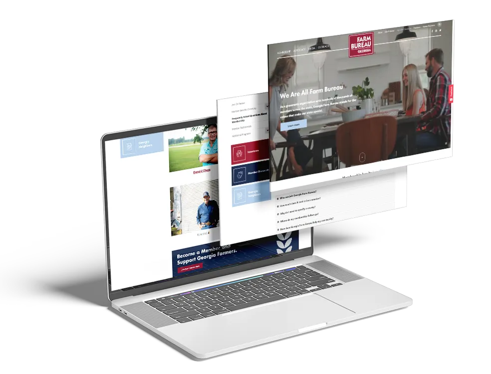 Award-winning responsive website designs displayed on a laptop