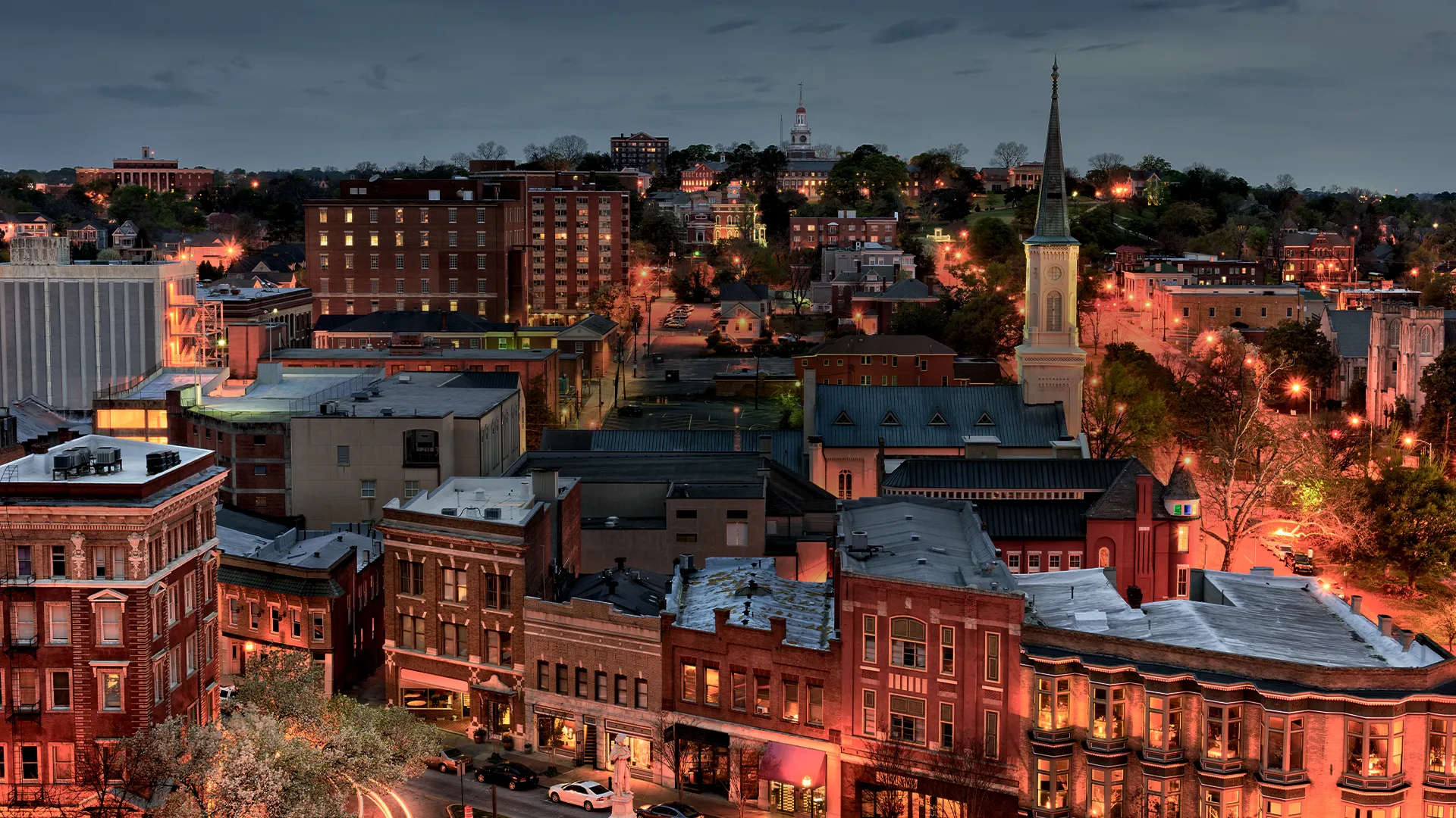 Downtown Macon, GA at night