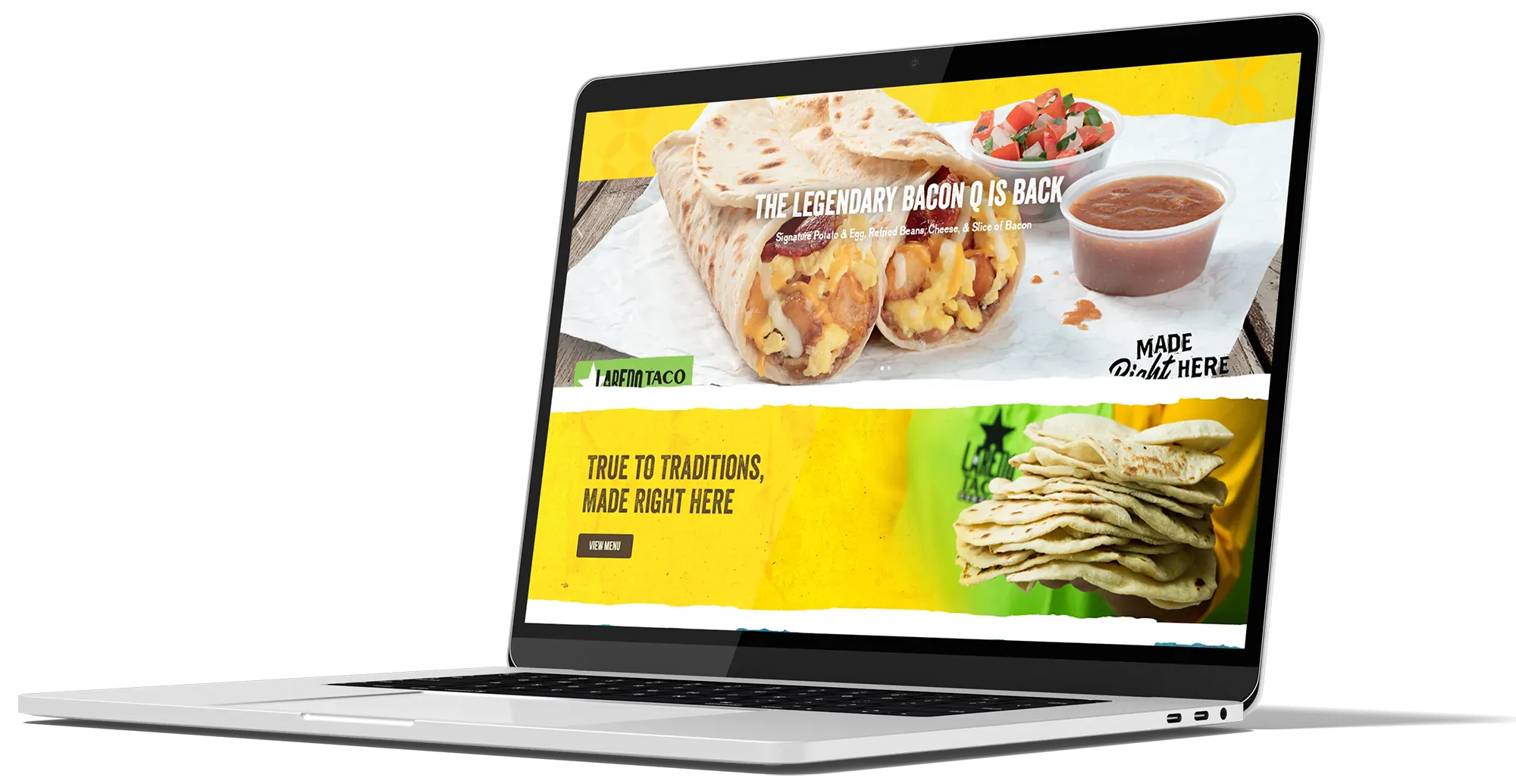 Laredo Taco Company website on laptop